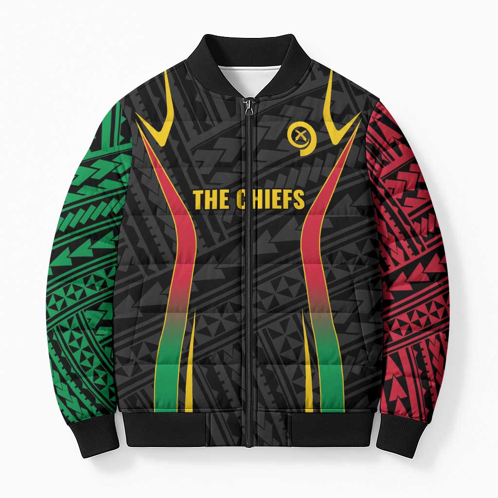 Custom Oceania Football Vanuatu Bomber Puffer Jacket Polynesian Tribal Pattern LT9 Unisex Black - Polynesian Pride
