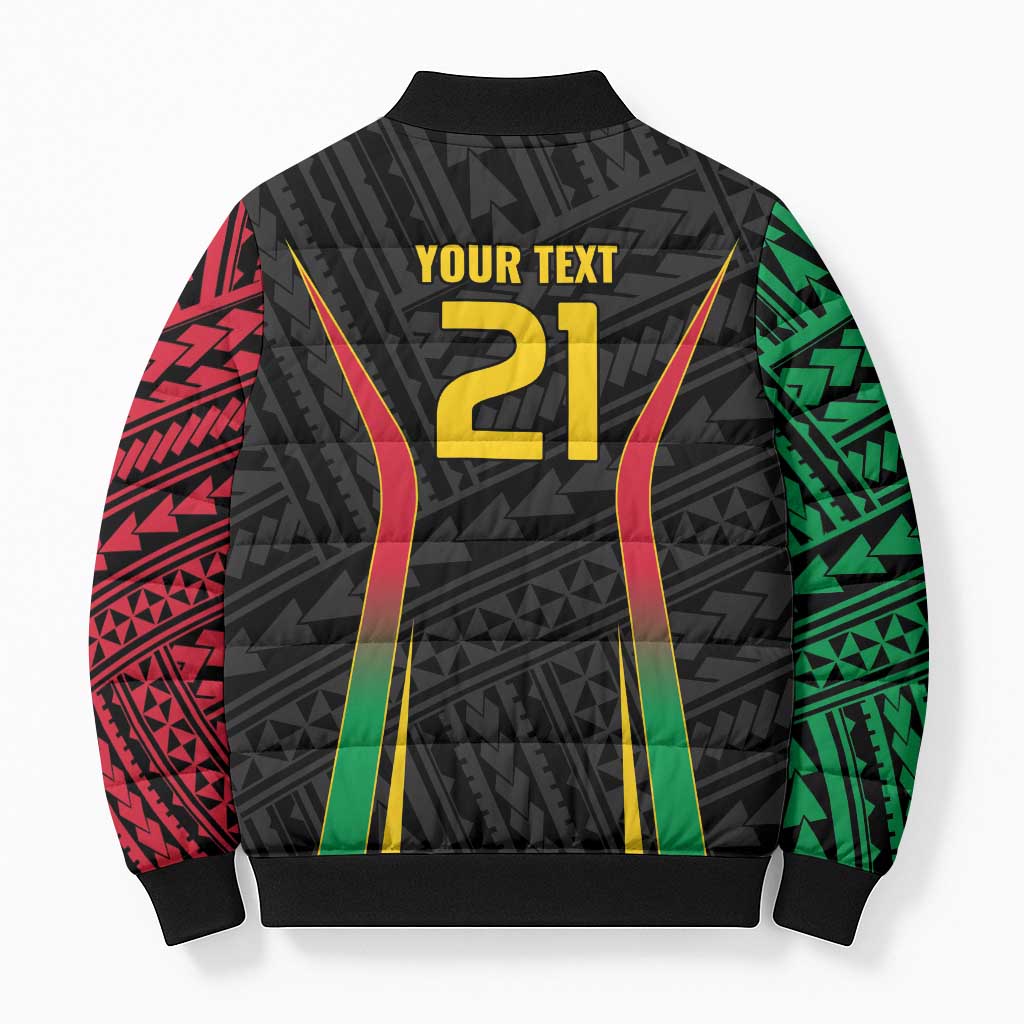 Custom Oceania Football Vanuatu Bomber Puffer Jacket Polynesian Tribal Pattern LT9 - Polynesian Pride