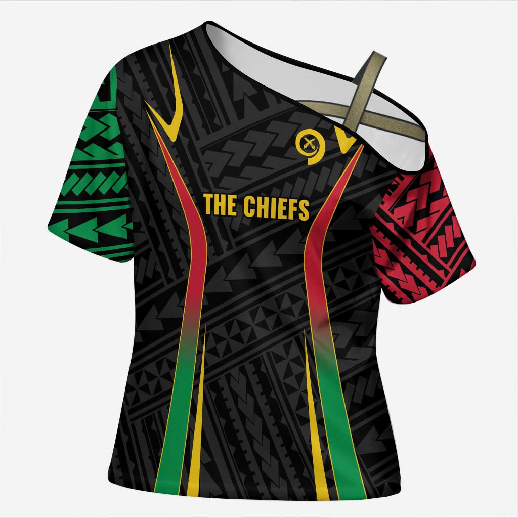 Custom Oceania Football Vanuatu Cross Shoulder Shirt Polynesian Tribal Pattern LT9 Female Black - Polynesian Pride