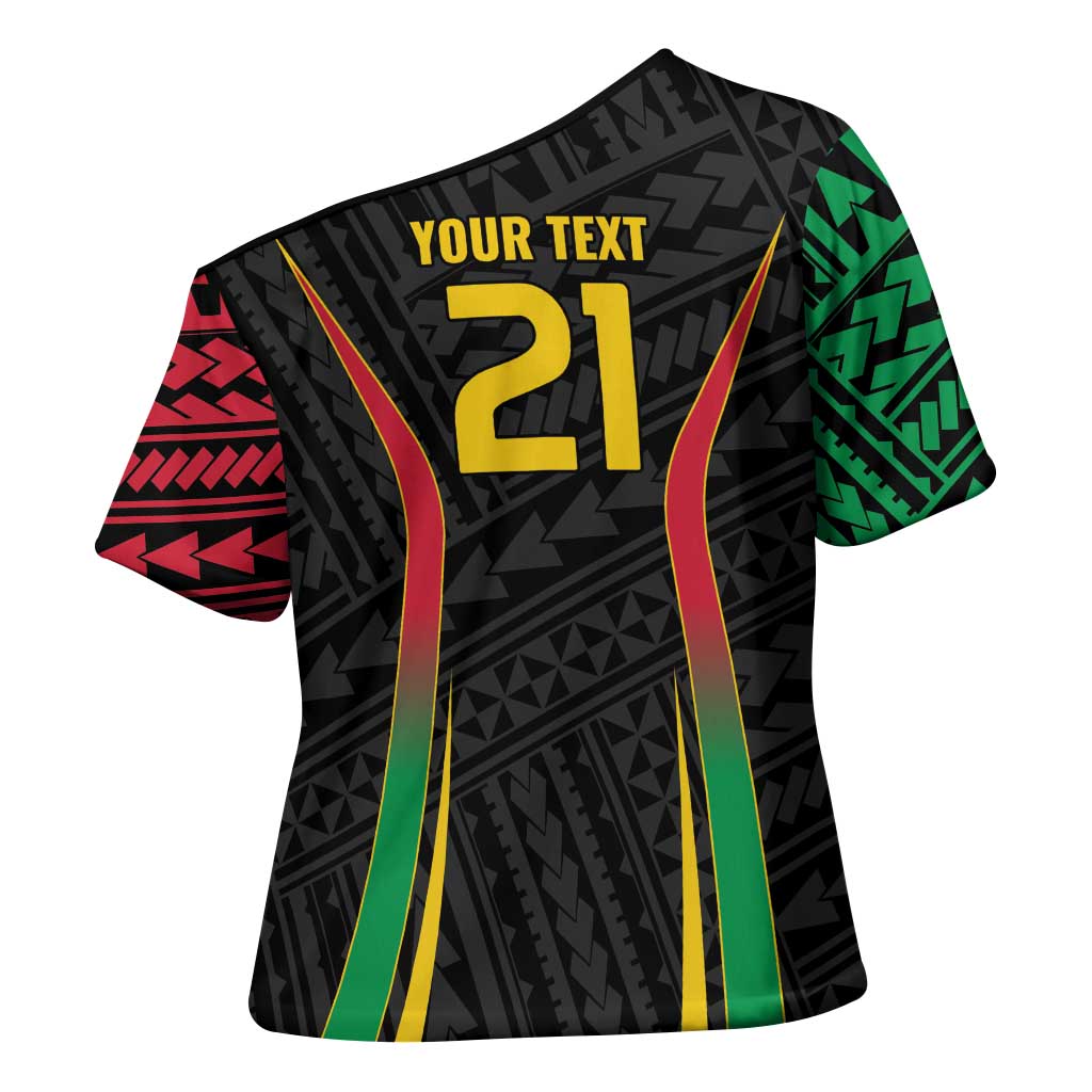 Custom Oceania Football Vanuatu Cross Shoulder Shirt Polynesian Tribal Pattern LT9 - Polynesian Pride