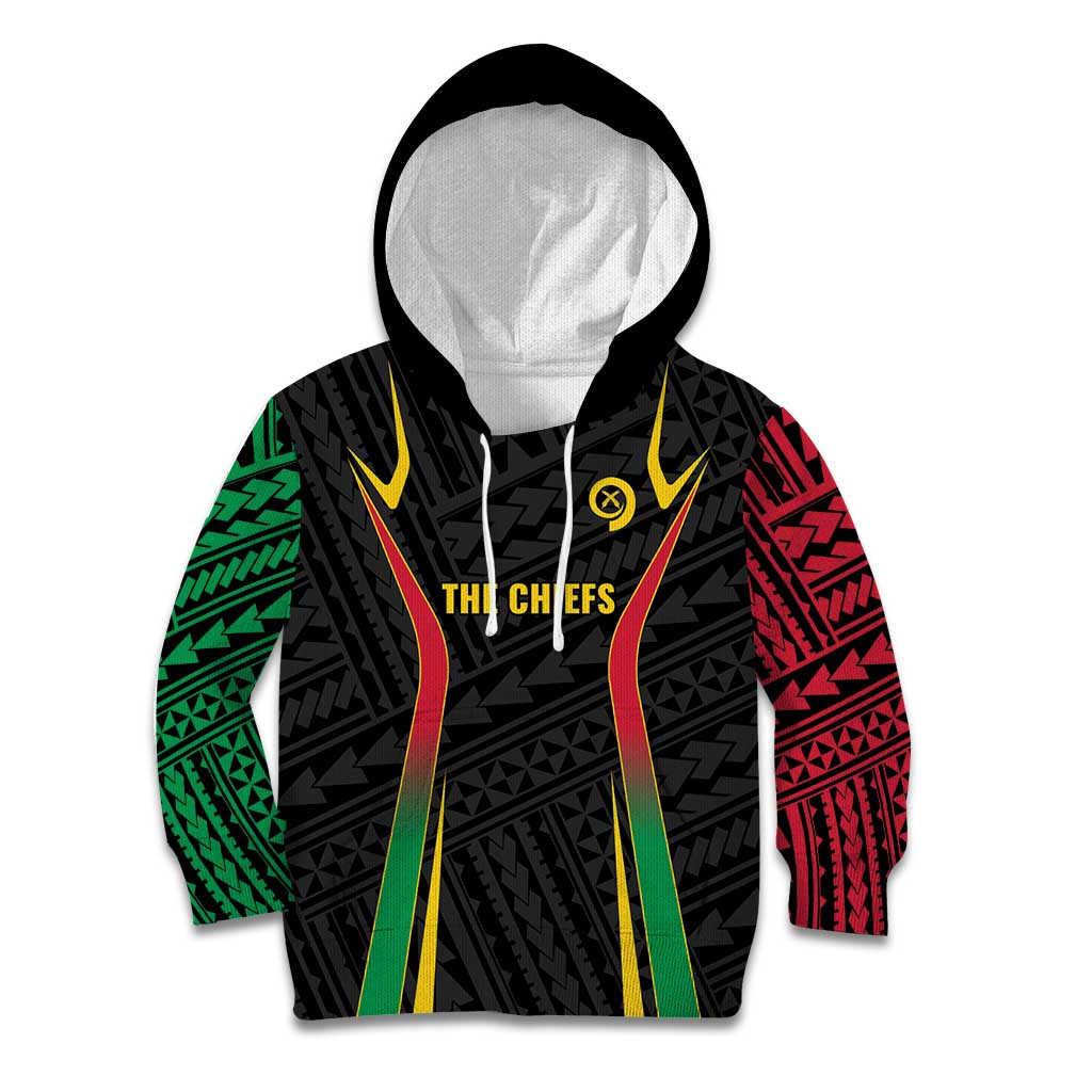 Custom Oceania Football Vanuatu Kid Hoodie Polynesian Tribal Pattern LT9 Hoodie Black - Polynesian Pride