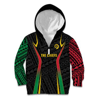 Custom Oceania Football Vanuatu Kid Hoodie Polynesian Tribal Pattern LT9 Zip Hoodie Black - Polynesian Pride