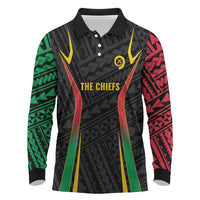Custom Oceania Football Vanuatu Long Sleeve Polo Shirt Polynesian Tribal Pattern LT9 Black - Polynesian Pride