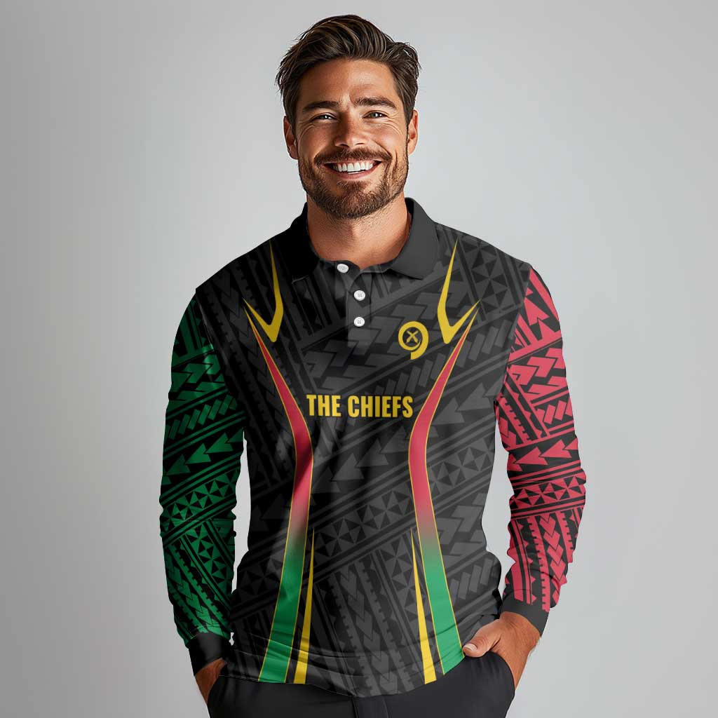 Custom Oceania Football Vanuatu Long Sleeve Polo Shirt Polynesian Tribal Pattern LT9 - Polynesian Pride