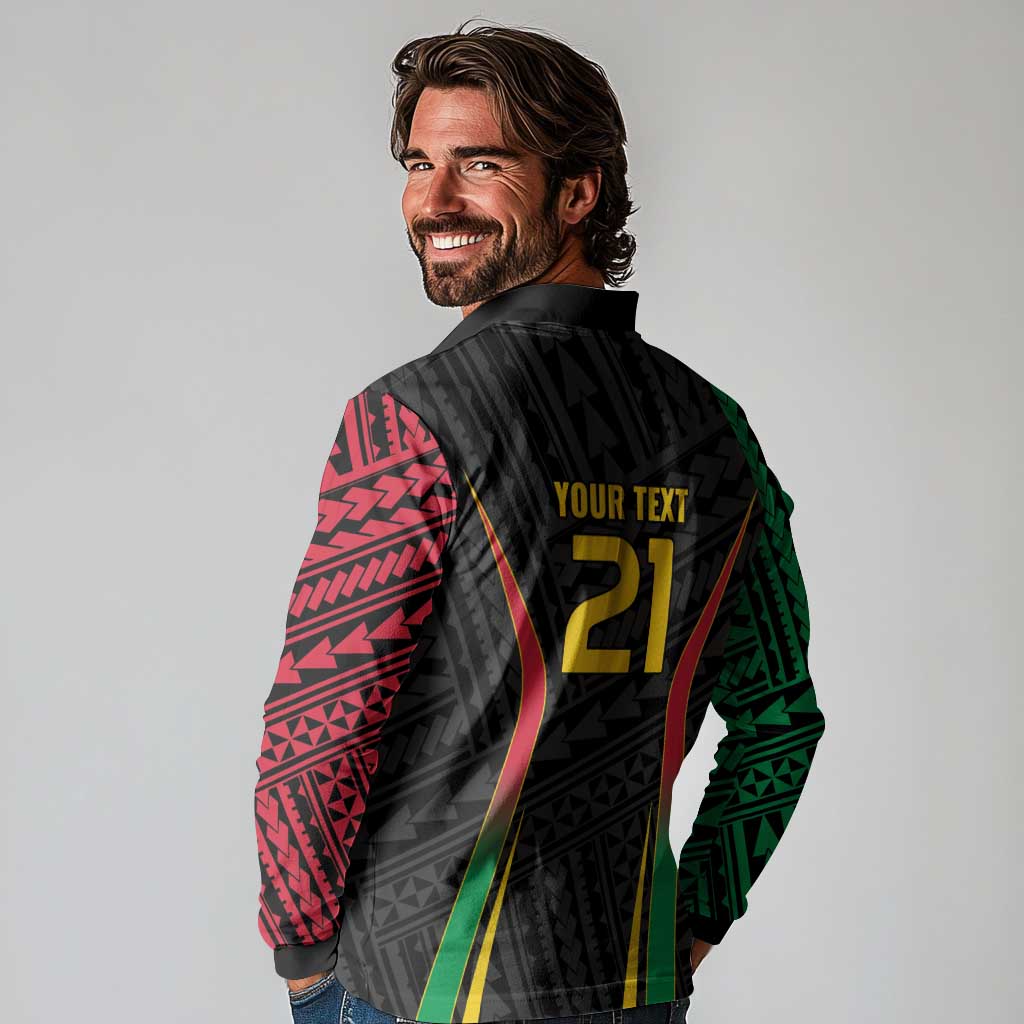 Custom Oceania Football Vanuatu Long Sleeve Polo Shirt Polynesian Tribal Pattern LT9 - Polynesian Pride