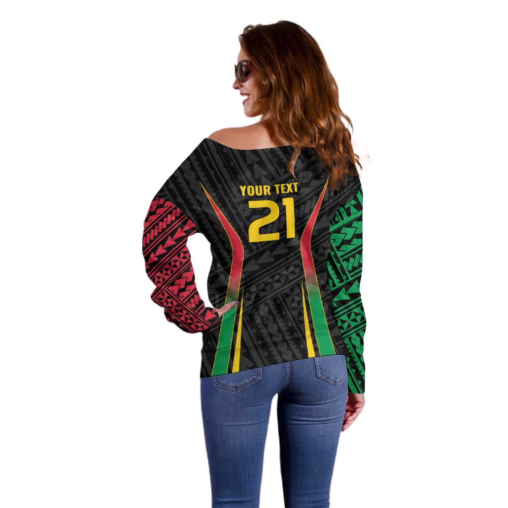 Custom Oceania Football Vanuatu Off Shoulder Sweater Polynesian Tribal Pattern LT9 - Polynesian Pride