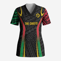 Custom Oceania Football Vanuatu Scrub Top Polynesian Tribal Pattern LT9 Adult Black - Polynesian Pride