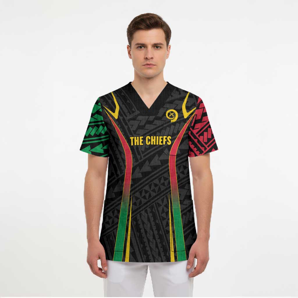 Custom Oceania Football Vanuatu Scrub Top Polynesian Tribal Pattern LT9 - Polynesian Pride