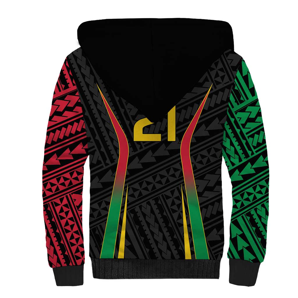 Custom Oceania Football Vanuatu Sherpa Hoodie Polynesian Tribal Pattern LT9 - Polynesian Pride