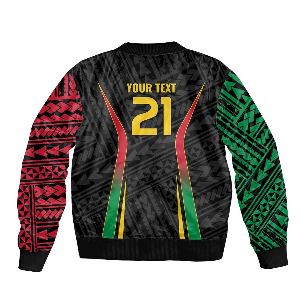 Custom Oceania Football Vanuatu Sleeve Zip Bomber Jacket Polynesian Tribal Pattern LT9 - Polynesian Pride