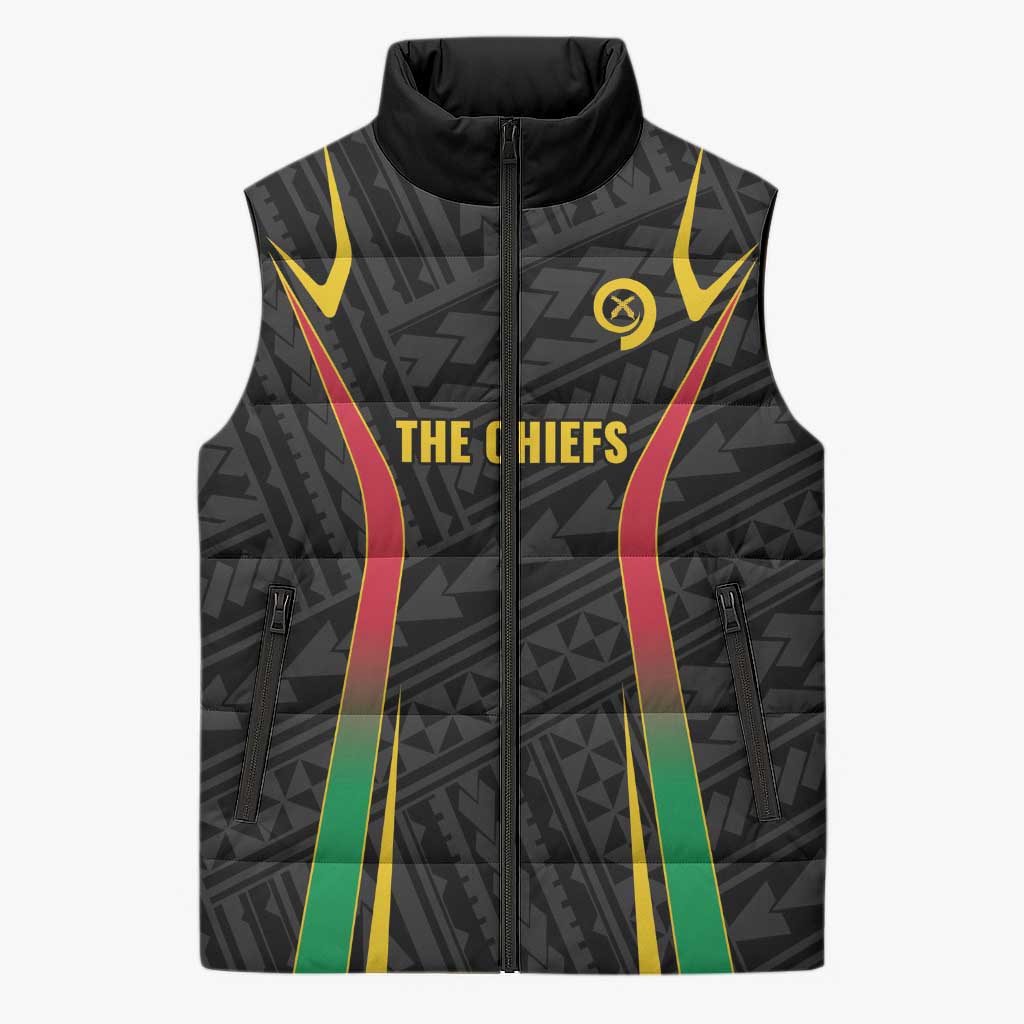 Custom Oceania Football Vanuatu Sleeveless Puffer Jacket Polynesian Tribal Pattern
