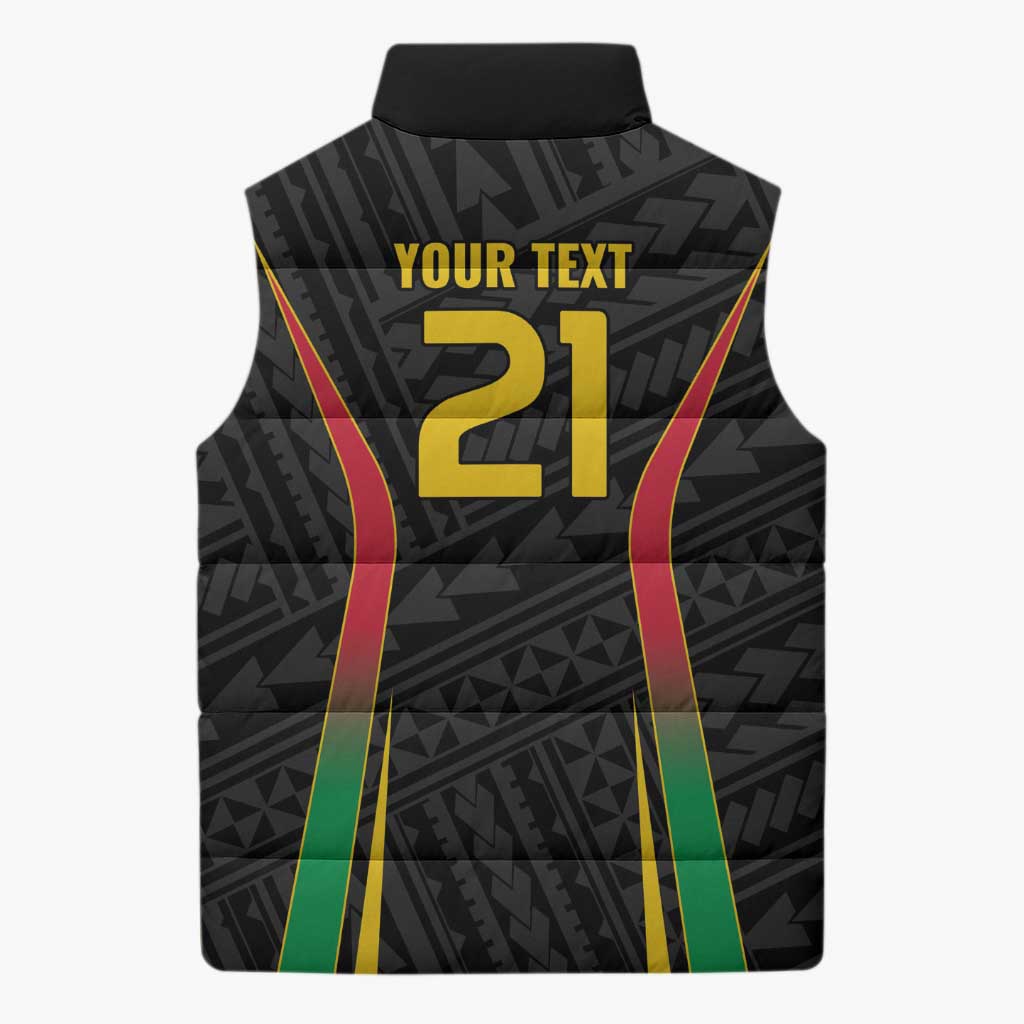 Custom Oceania Football Vanuatu Sleeveless Puffer Jacket Polynesian Tribal Pattern