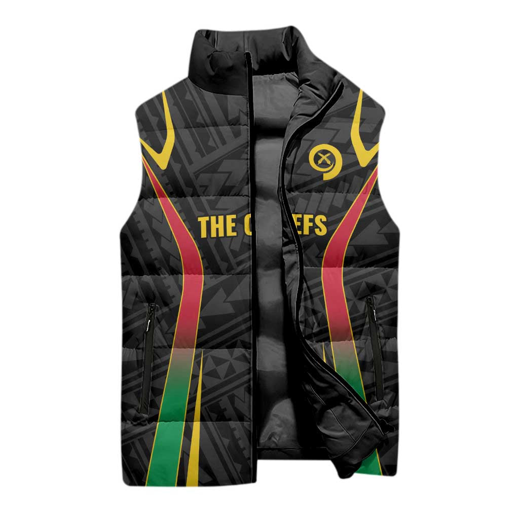 Custom Oceania Football Vanuatu Sleeveless Puffer Jacket Polynesian Tribal Pattern