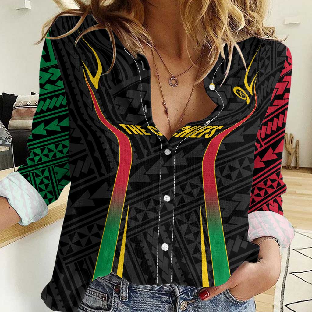 Custom Oceania Football Vanuatu Women Casual Shirt Polynesian Tribal Pattern LT9 Female Black - Polynesian Pride
