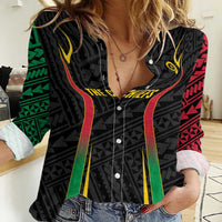 Custom Oceania Football Vanuatu Women Casual Shirt Polynesian Tribal Pattern LT9 Female Black - Polynesian Pride