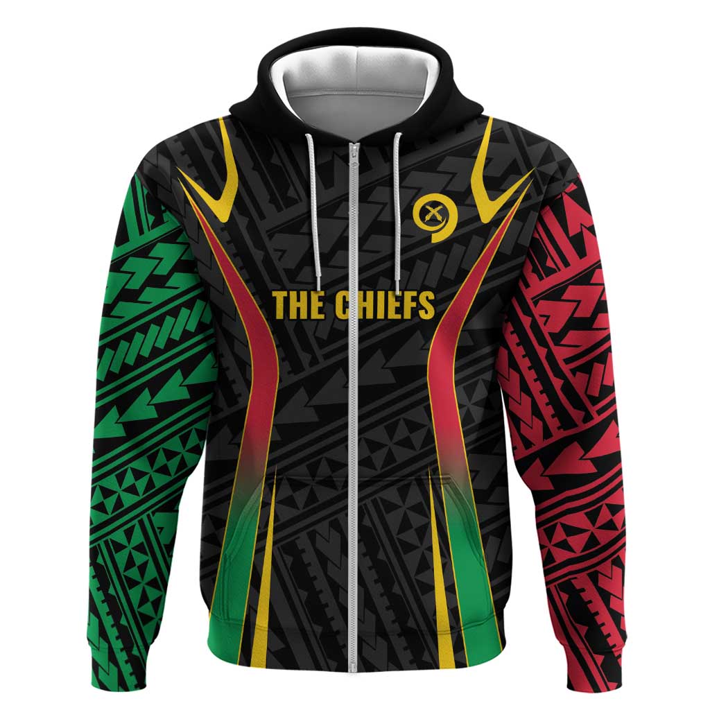 Custom Oceania Football Vanuatu Zip Hoodie Polynesian Tribal Pattern