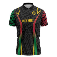 Custom Oceania Football Vanuatu Zipper Polo Shirt Polynesian Tribal Pattern LT9 Black - Polynesian Pride
