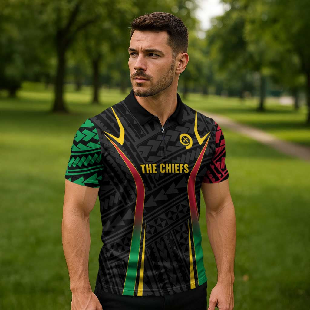 Custom Oceania Football Vanuatu Zipper Polo Shirt Polynesian Tribal Pattern LT9 - Polynesian Pride