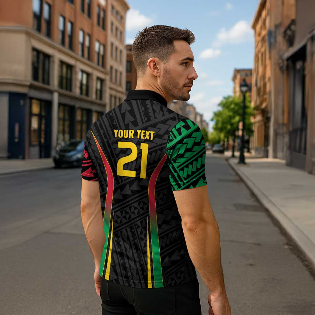 Custom Oceania Football Vanuatu Zipper Polo Shirt Polynesian Tribal Pattern LT9 - Polynesian Pride