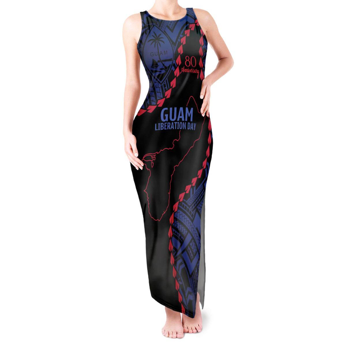 Personalized Guam 80th Anniversary Liberation Day Tank Maxi Dress Guahan Basic Seal