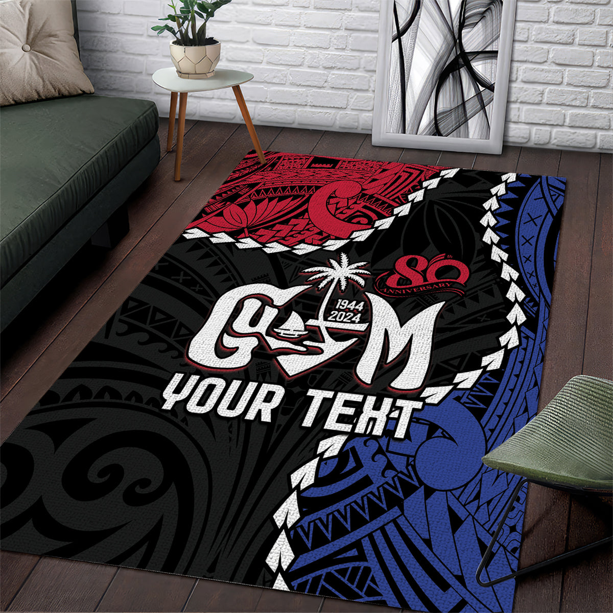 Personalized Guam 80th Anniversary Liberation Day Area Rug Tano I Man Chamoru Since 1944