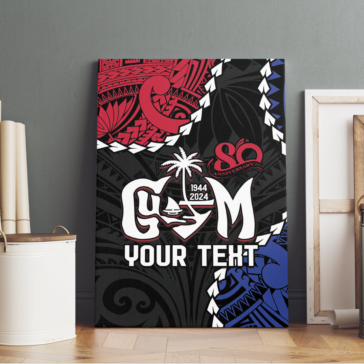 Personalized Guam 80th Anniversary Liberation Day Canvas Wall Art Tano I Man Chamoru Since 1944