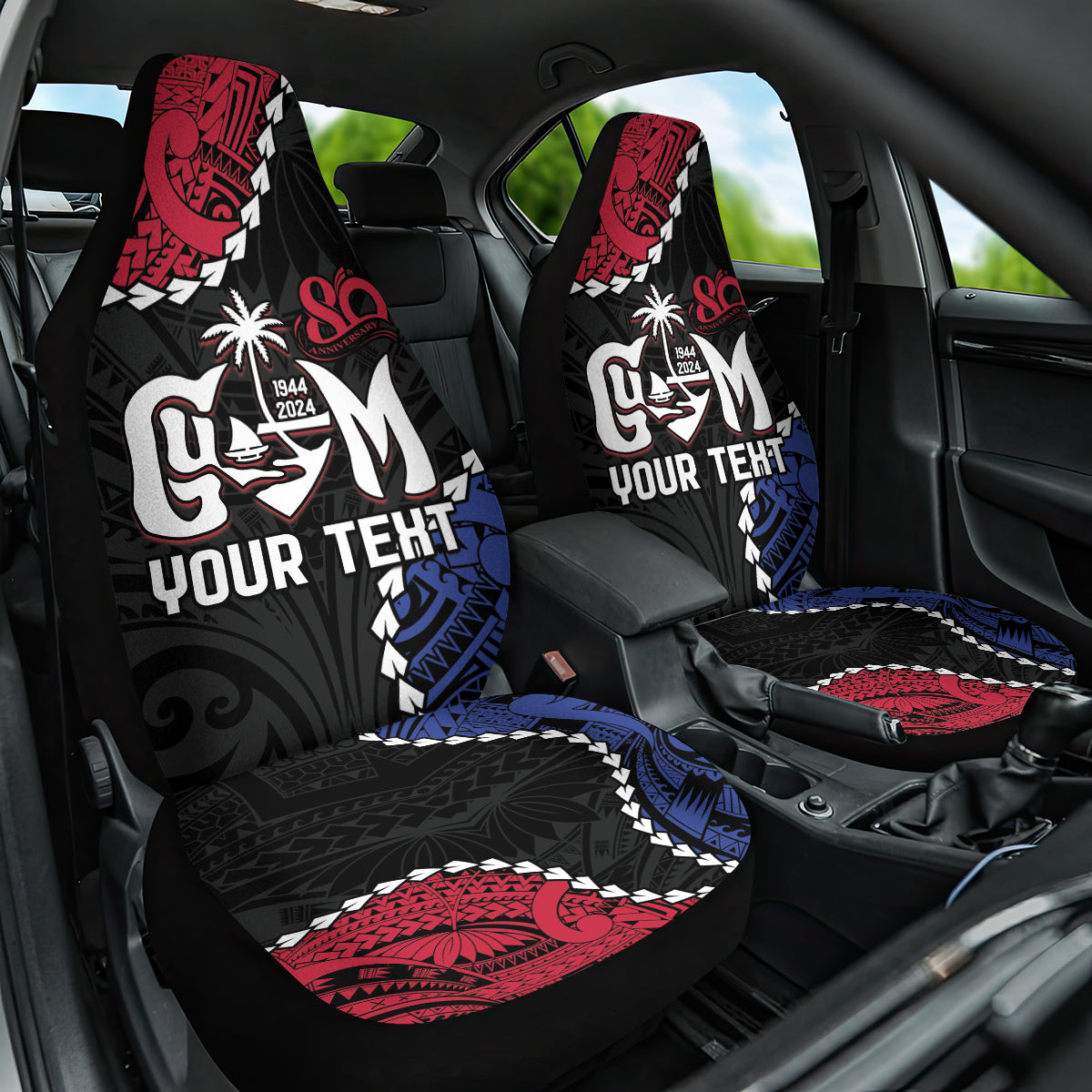 Personalized Guam 80th Anniversary Liberation Day Car Seat Cover Tano I Man Chamoru Since 1944