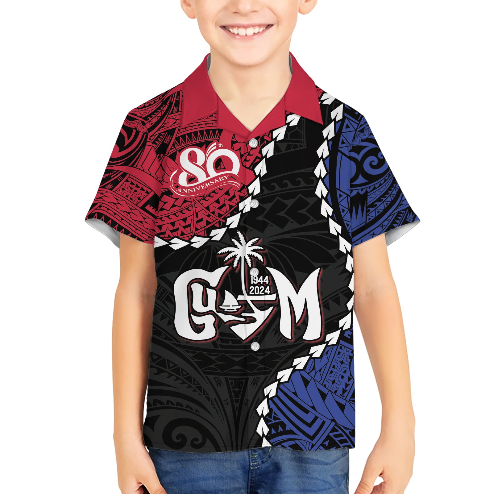 Personalized Guam 80th Anniversary Liberation Day Kid Hawaiian Shirt Tano I Man Chamoru Since 1944