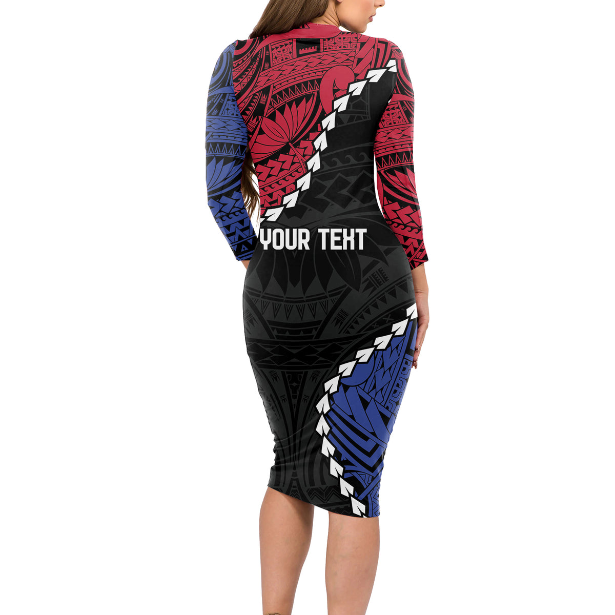 Personalized Guam 80th Anniversary Liberation Day Long Sleeve Bodycon Dress Tano I Man Chamoru Since 1944