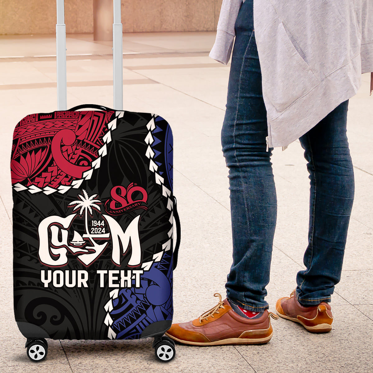 Personalized Guam 80th Anniversary Liberation Day Luggage Cover Tano I Man Chamoru Since 1944