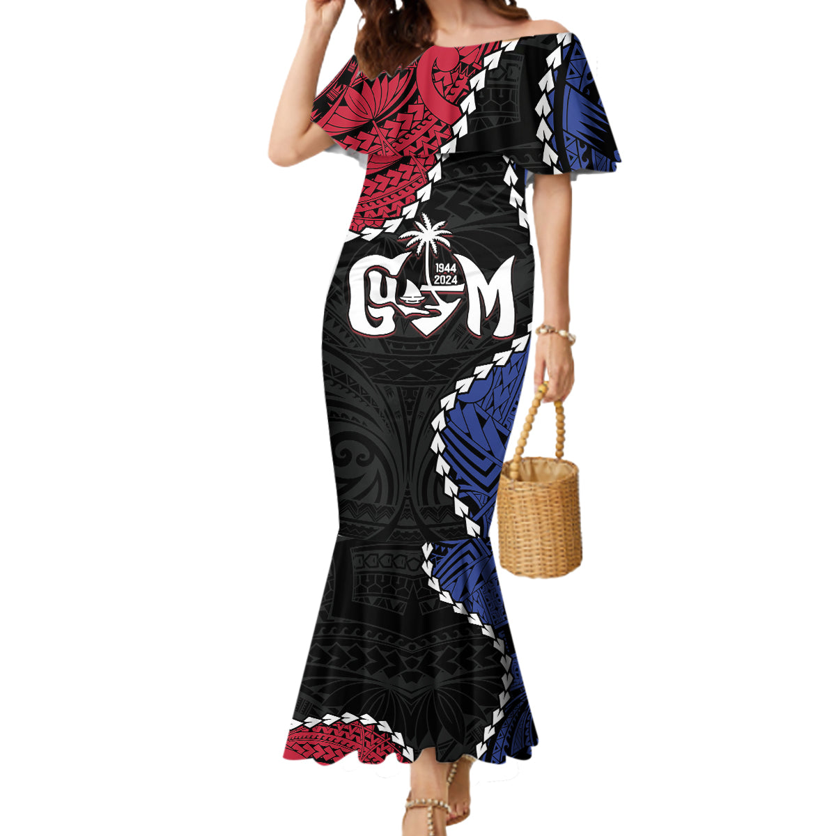 Personalized Guam 80th Anniversary Liberation Day Mermaid Dress Tano I Man Chamoru Since 1944