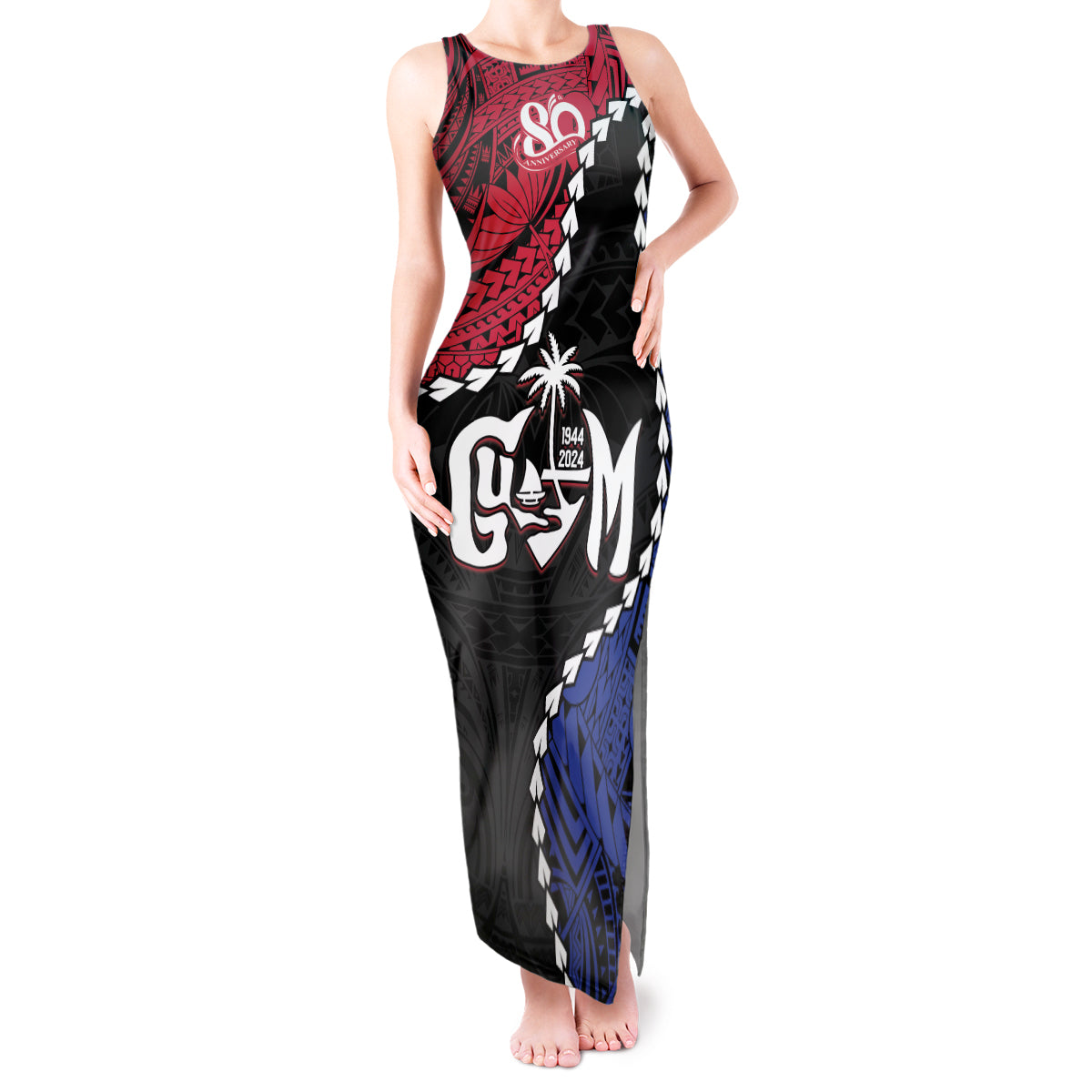 Personalized Guam 80th Anniversary Liberation Day Tank Maxi Dress Tano I Man Chamoru Since 1944