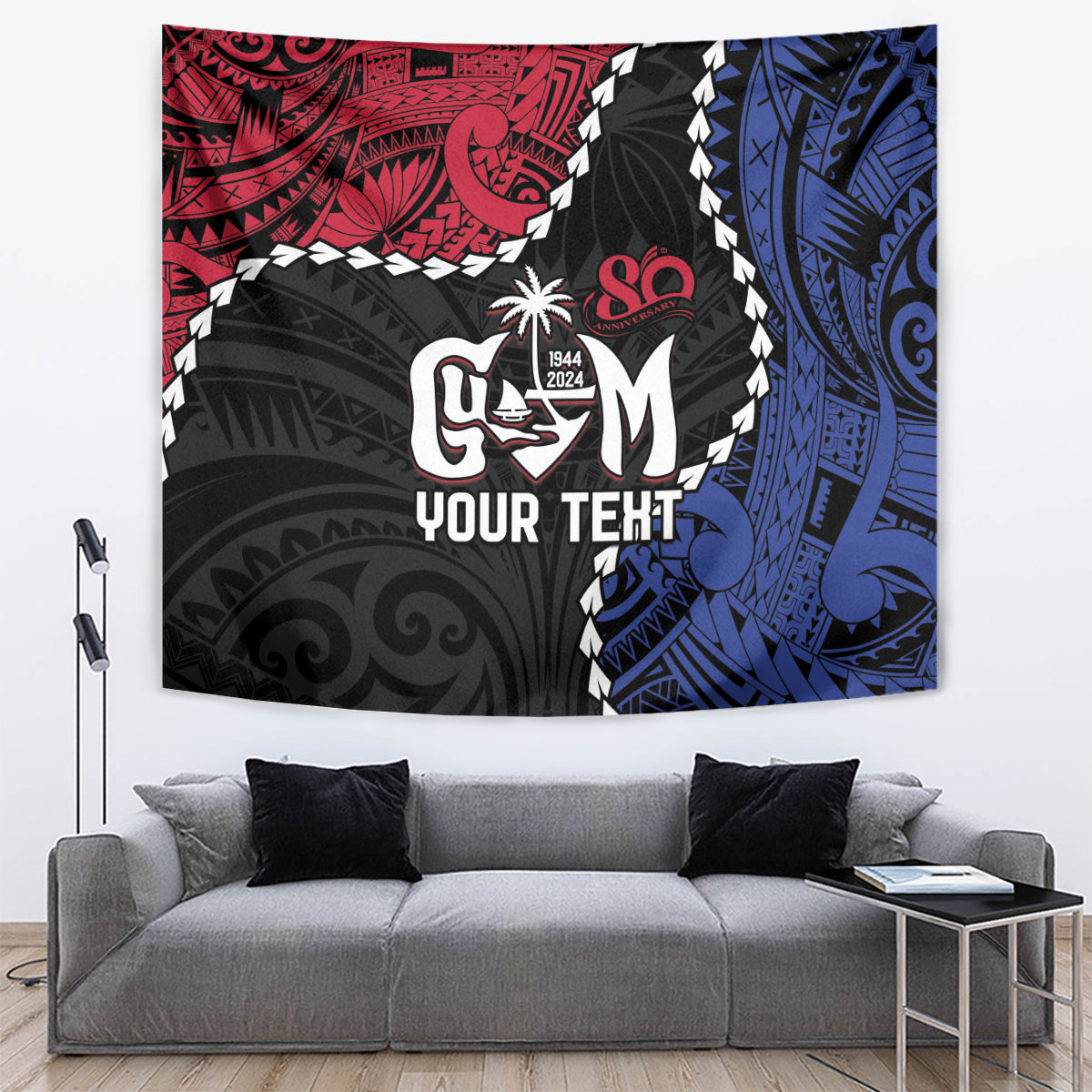 Personalized Guam 80th Anniversary Liberation Day Tapestry Tano I Man Chamoru Since 1944