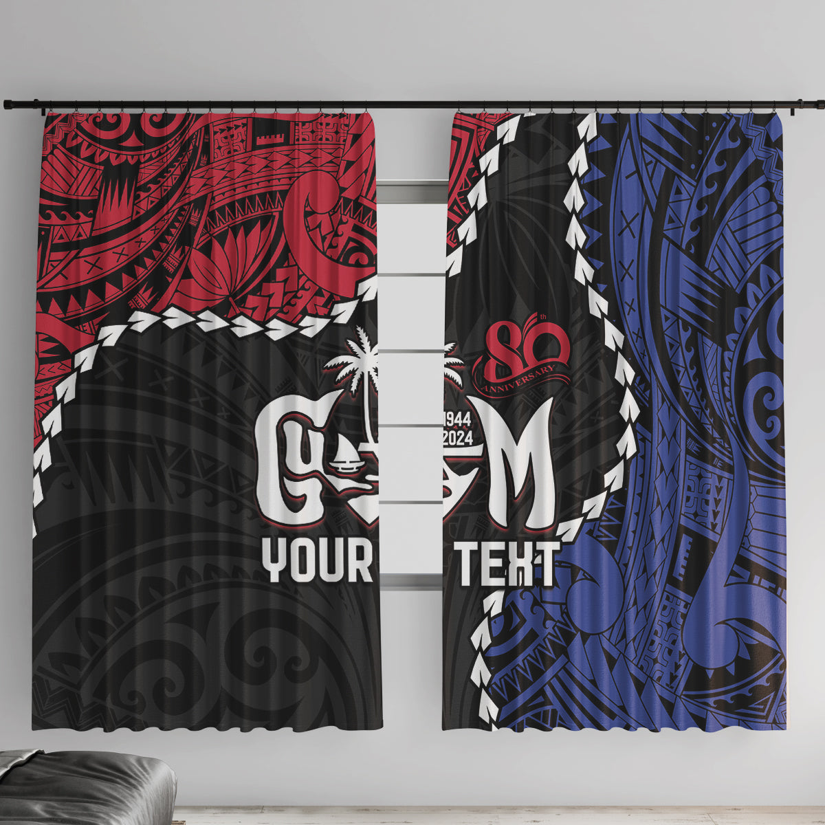 Personalized Guam 80th Anniversary Liberation Day Window Curtain Tano I Man Chamoru Since 1944