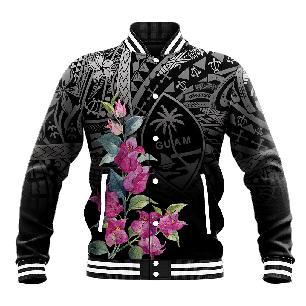 Guahan Puti Tai Nobiu Baseball Jacket Guam Bougainvillea Flower Art