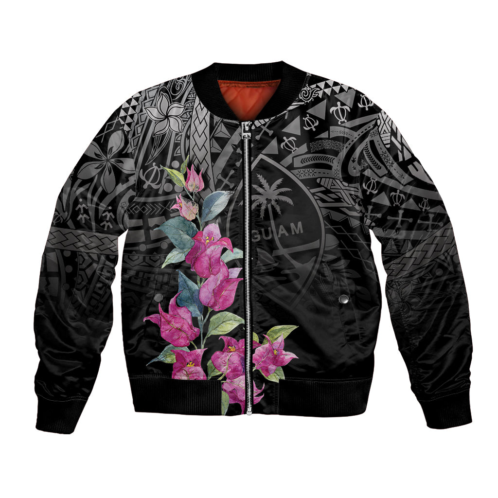 Guahan Puti Tai Nobiu Bomber Jacket Guam Bougainvillea Flower Art