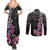 Guahan Puti Tai Nobiu Couples Matching Summer Maxi Dress and Long Sleeve Button Shirt Guam Bougainvillea Flower Art