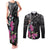 Guahan Puti Tai Nobiu Couples Matching Tank Maxi Dress and Long Sleeve Button Shirt Guam Bougainvillea Flower Art