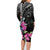 Guahan Puti Tai Nobiu Family Matching Long Sleeve Bodycon Dress and Hawaiian Shirt Guam Bougainvillea Flower Art