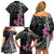 Guahan Puti Tai Nobiu Family Matching Off Shoulder Short Dress and Hawaiian Shirt Guam Bougainvillea Flower Art