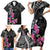 Guahan Puti Tai Nobiu Family Matching Short Sleeve Bodycon Dress and Hawaiian Shirt Guam Bougainvillea Flower Art