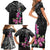 Guahan Puti Tai Nobiu Family Matching Short Sleeve Bodycon Dress and Hawaiian Shirt Guam Bougainvillea Flower Art