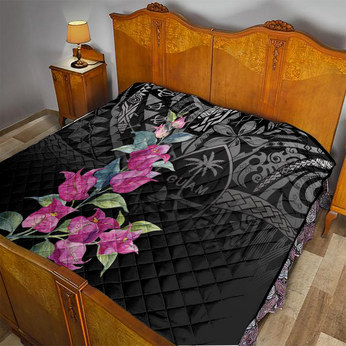 Guahan Puti Tai Nobiu Quilt Guam Bougainvillea Flower Art