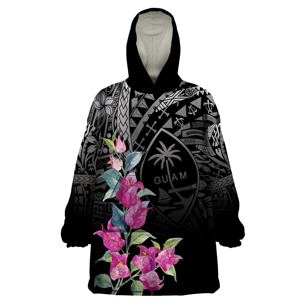 Guahan Puti Tai Nobiu Wearable Blanket Hoodie Guam Bougainvillea Flower Art