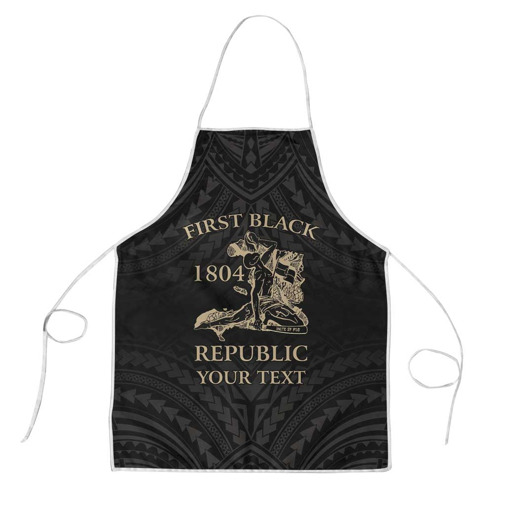 Personalized Haiti First Black Republic Apron Negre Marron With Map And Flag LT9 Black - Polynesian Pride