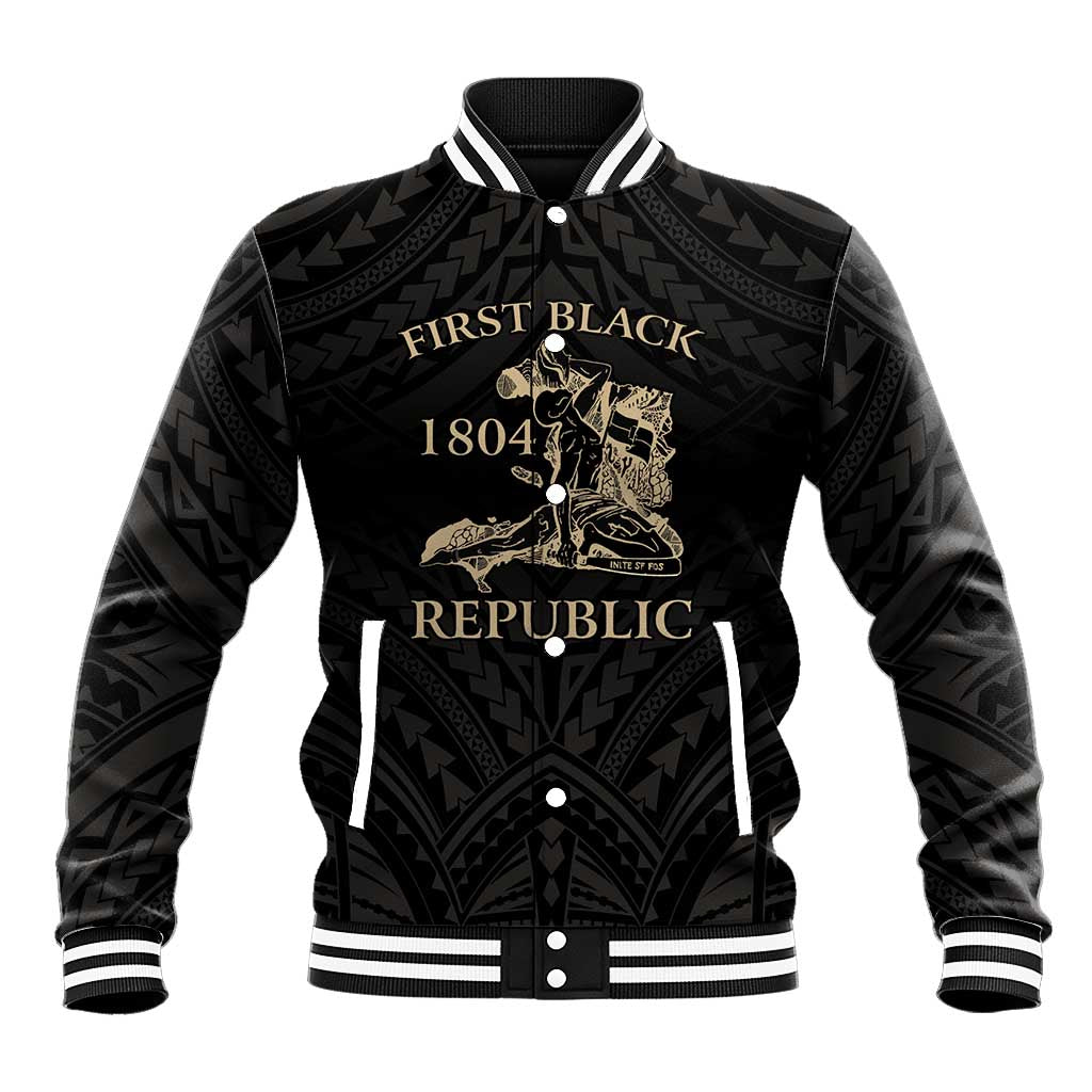 Personalized Haiti First Black Republic Baseball Jacket Negre Marron With Map And Flag LT9 Unisex Black - Polynesian Pride