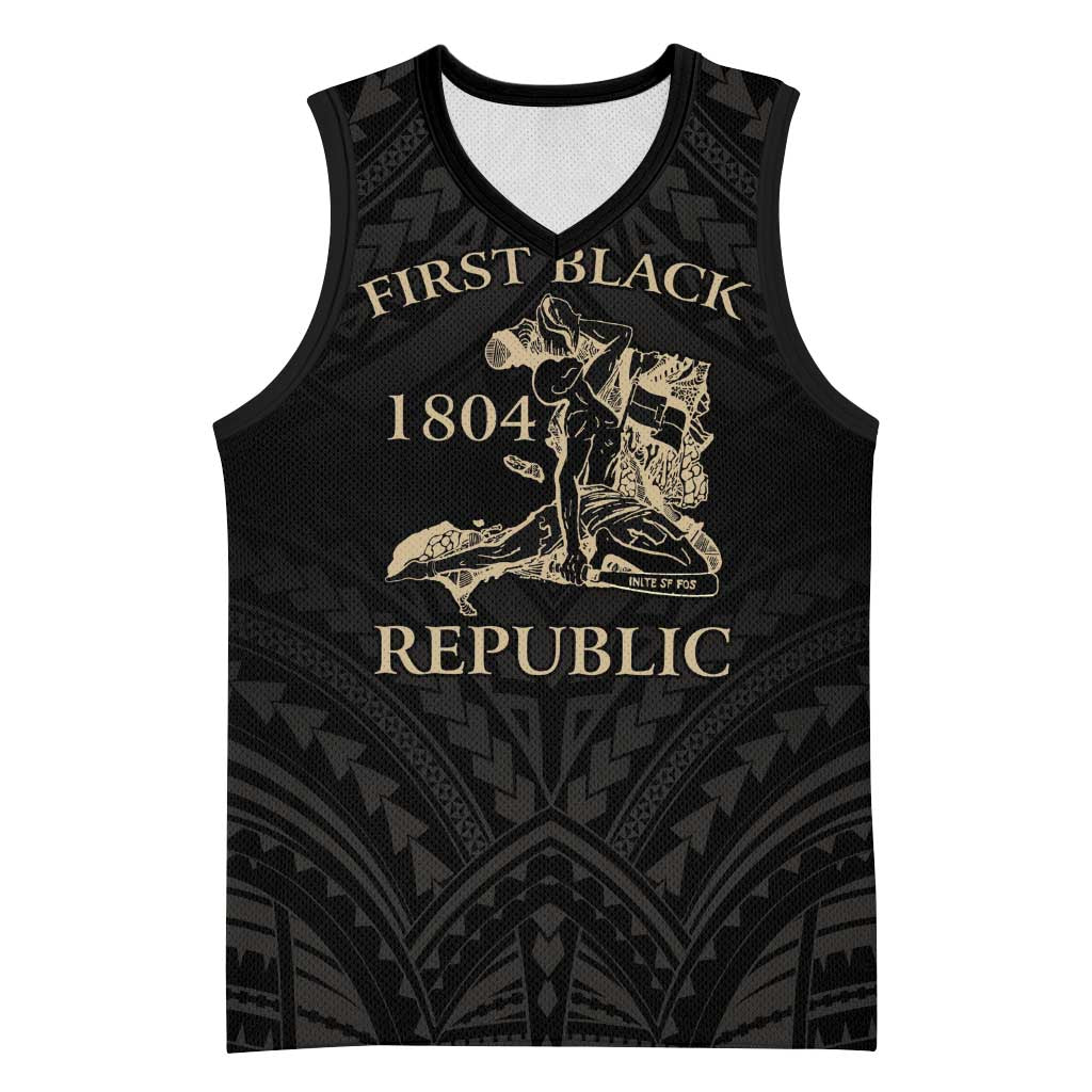 Personalized Haiti First Black Republic Basketball Jersey Negre Marron With Map And Flag LT9 Unisex Black - Polynesian Pride