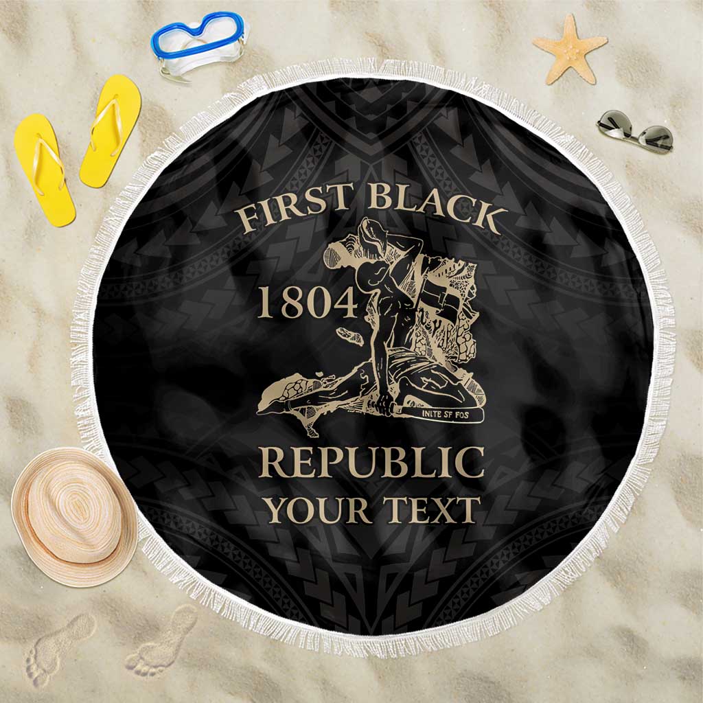 Personalized Haiti First Black Republic Beach Blanket Negre Marron With Map And Flag LT9 One Size 150cm Black - Polynesian Pride