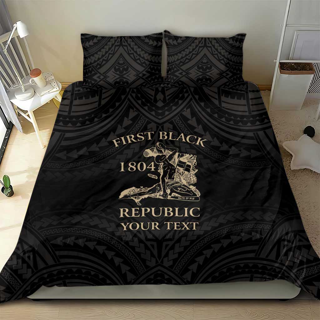 Personalized Haiti First Black Republic Bedding Set Negre Marron With Map And Flag