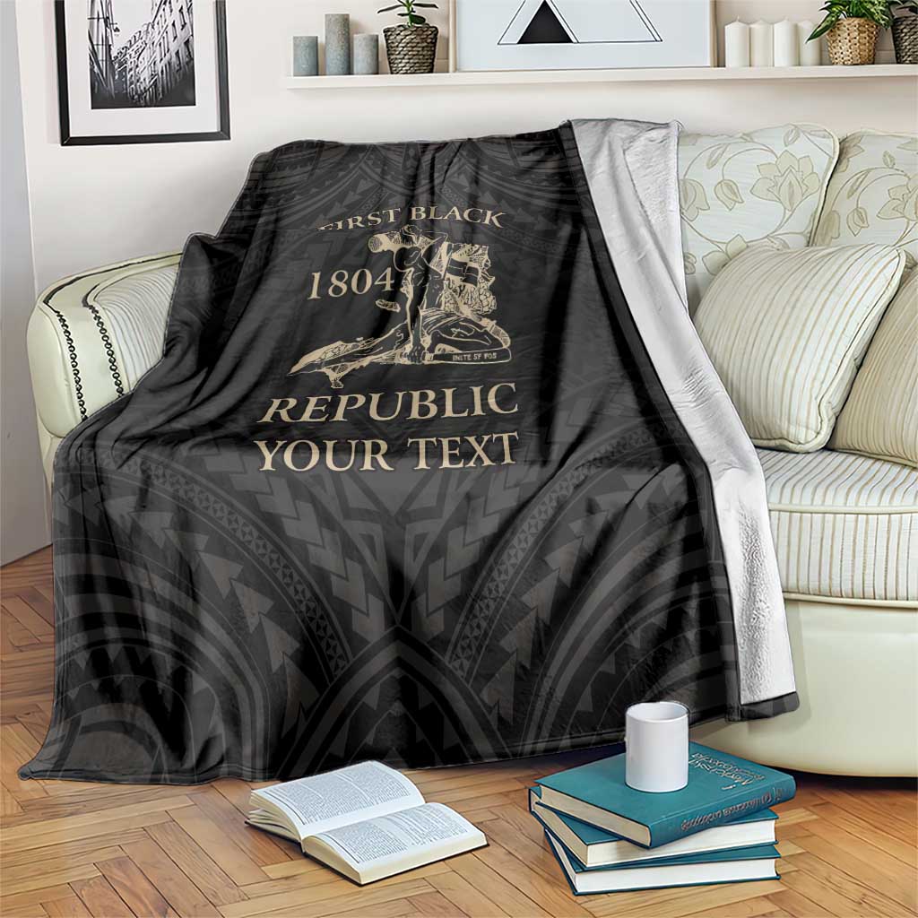 Personalized Haiti First Black Republic Blanket Negre Marron With Map And Flag LT9 Black - Polynesian Pride
